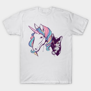 UNICORN AND CAT lovely and cute cartoon design gift T-Shirt